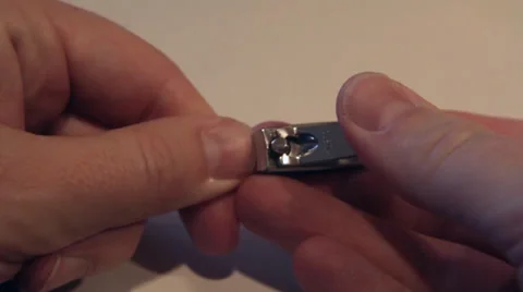 Man's Nails Being Cut - Close Up Stock Footage 34480589