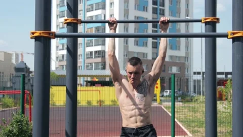 Man's outdoor workout in summer Stock Footage 160827588