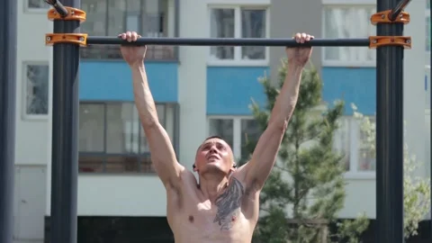 Man's outdoor workout in summer Stock Footage 160827755