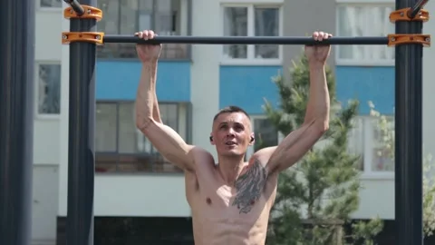 Man's outdoor workout in summer Stock Footage 160827761