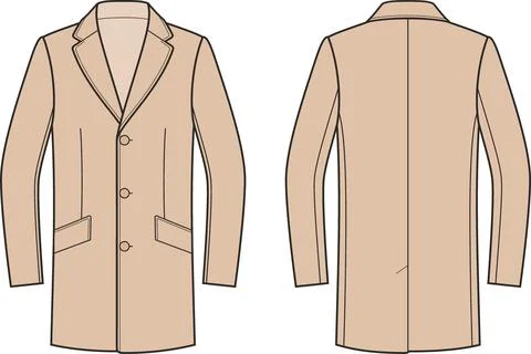Mans overcoat. Front and back. Stock Illustration