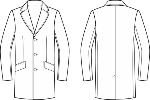 Mans overcoat. Front and back. Stock Illustration