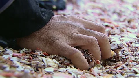 The man's palm grasping the ground to vent frustration Stock Footage 276517057