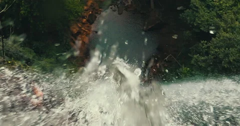 Man's point of view on top of a waterfall Stock Footage 162524527