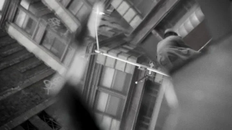 Man's Reflection In Glass Stock Footage 27236196