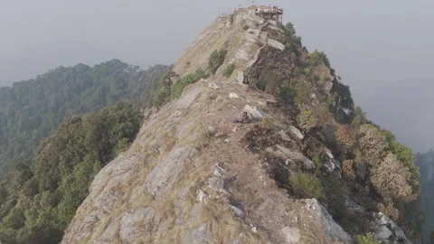 A Man's Reflection at Kartik Swami Temple's Peak Stock Footage 275047961