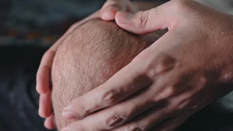 A man's sore knee, arthritis or bruise. Stock Footage 337785061