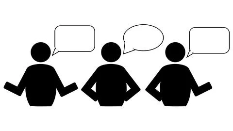 Mans with speech bubble icon, speak concept, question mark user icon Stock Illustration