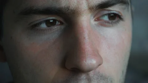 Man's stern look in close-up Stock Footage 140285454