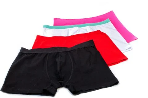 Man's underware in black, red, white and pink Stock Photos