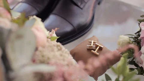 Man's wedding decoration ,cufflinks Stock Footage 88859191