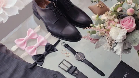 Man's wedding decoration Stock Footage 88859173