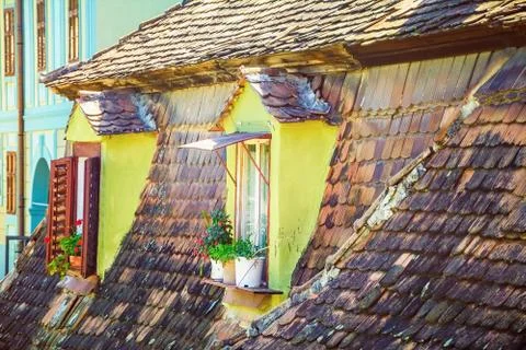 Mansard Windows Foto stock