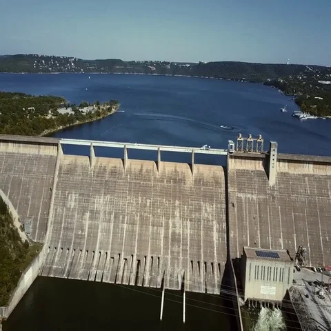 Mansfield Dam Aerial Pull Out Stock Footage 69717220