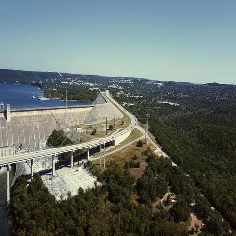 Mansfield Dam Pan Stock Footage 69717089
