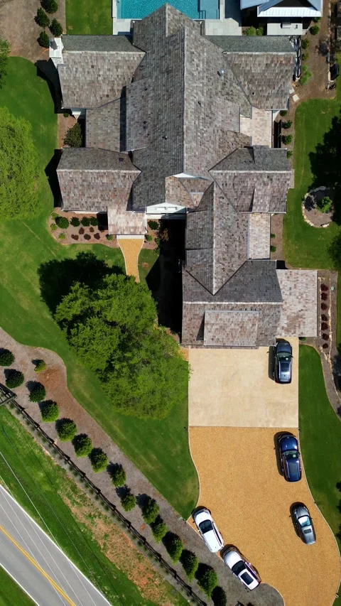 Mansion Pool Flyover Stock Footage 282317642