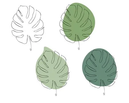 Manstera leaf one line Stock Illustration