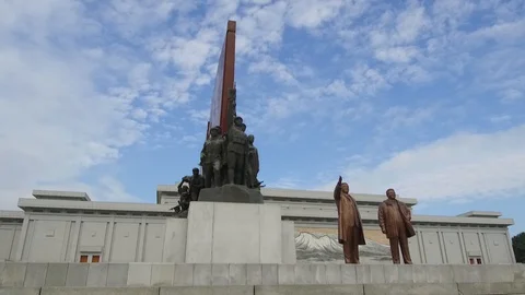 Mansu Hill, Pyongyang, Kim Il-sung, Kim Jong-North Korea, filmed with stabilizer Stock Footage 128494843