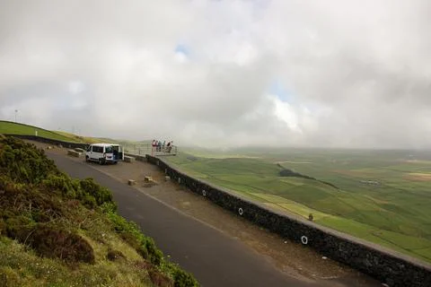 Manta dos retalhos viewpoint, Terceira island, famous place, Azores, green la Stock Photos