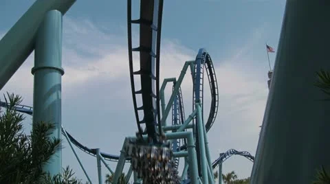 Manta Flying Rollercoaster Flying By the Camera Video stock 21943831