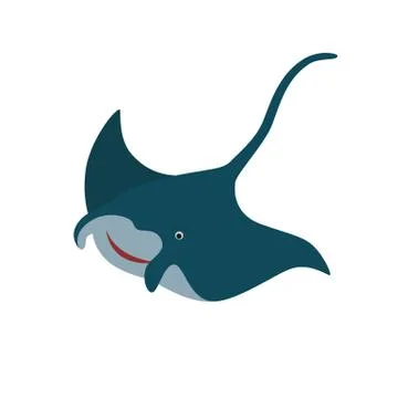 Manta Ray Fish Ocean Isolated on White Stock Illustration
