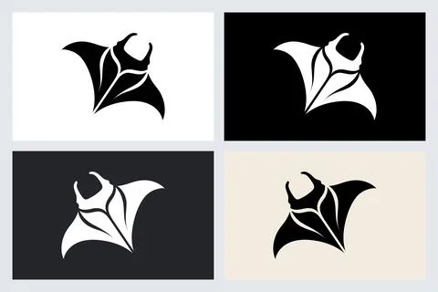 Manta Ray Logo Vector Icon Set Stock Illustration