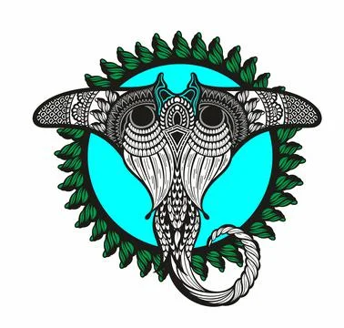 Manta ray in Maori style. Vector illustration Stockillustratie