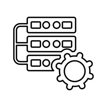 Mantenance, data management, data processing outline icon. Illustrazione stock