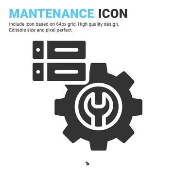 Mantenance icon vector with glyph style isolated on white background Illustrazione stock