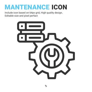 Mantenance icon vector with outline style isolated on white background Illustrazione stock