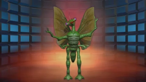 Mantis alien in spaceship . 3d animation rendering Stock Footage 148901497