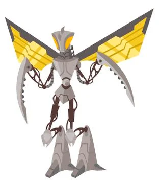 Mantis insect claws battle robot Stock Illustration