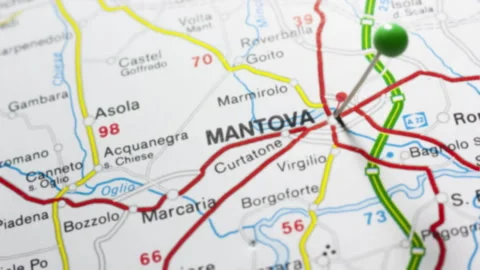 MANTOVA on a map Video stock 176938803