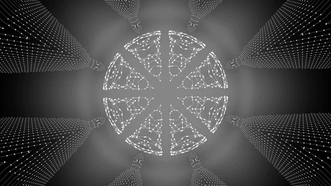 Mantra concept. Seamless loop black and white 4k video of polygonal plexus Stock Footage 123506633