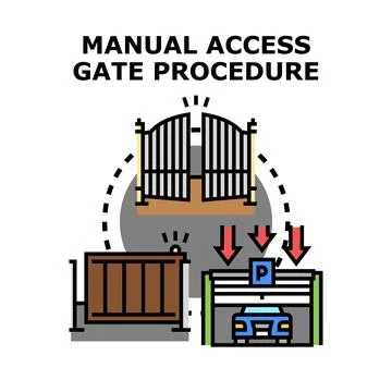 Manual access gate procedure for parking entrance Stock Illustration