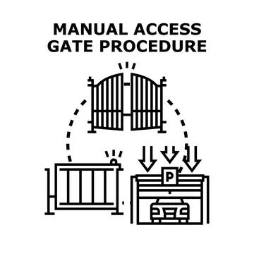 Manual access gate procedure for parking entrance Stock Illustration