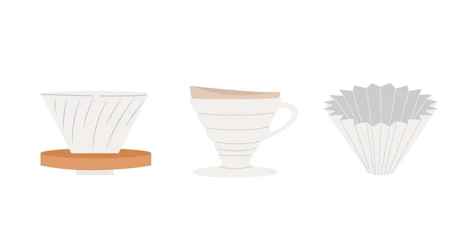 Manual alternative coffee brewing methods and tools hand drawn graphics. Pour Stock-Illustration
