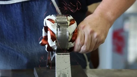 Manual assembling of an electric engine. Stock Footage 73422165