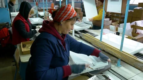Manual assembly conveyor. Stock Footage 269674228