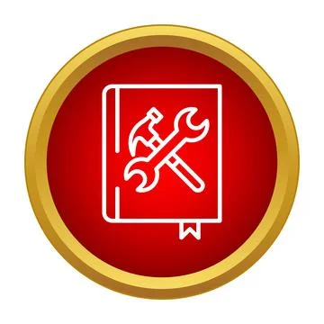 Manual book with tools icon assisting technical support Stock Illustration