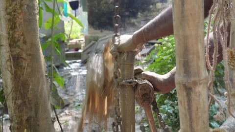Manual Borewell Drilling Stock Footage 332570177