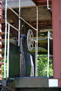 The manual brake on the back of an old train Stock Photos