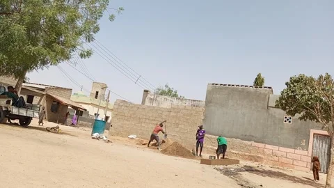 Manual Cement Block Making By Roadside Kano Nigeria Stock Footage 329561940