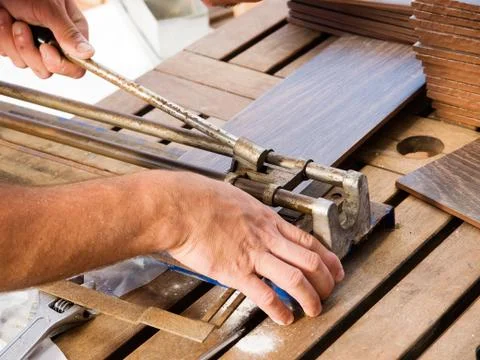 Manual ceramic cutting machine Stock Photos