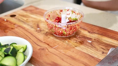 Manual Chopper Prepares Ingredients in Kitchen Setting Stock Footage 307389325