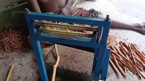 Manual Cinnamon Bark Machine Close Up Zoom In Stock Footage 346425447