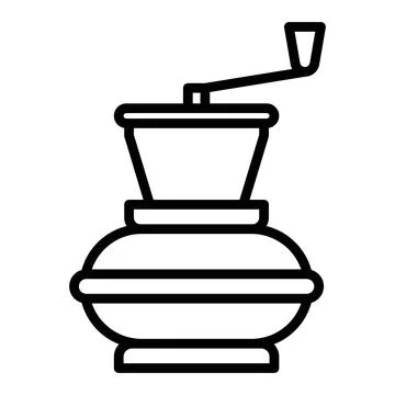 Manual coffee grinder linear logo mark in black and white Stock Illustration