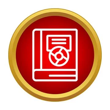 Manual containing compact disc for instructions icon Stock Illustration