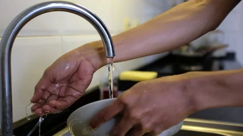 Manual Dish Washing Stock Footage 201870809