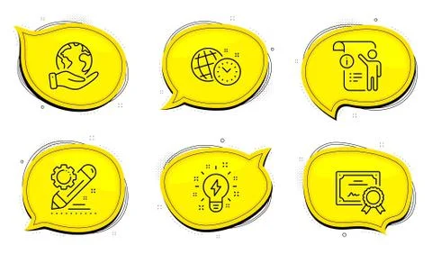 Manual doc, Project edit and Time management icons set. Inspiration sign Stock Illustration